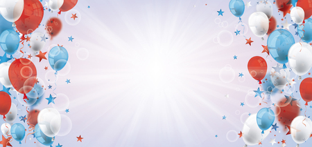 Sunbeam with bokeh and red and white balloons. Eps 10 vector file.のイラスト素材