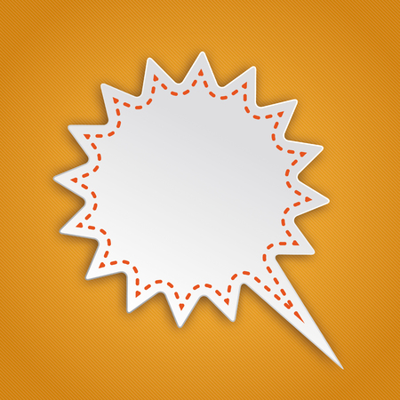 White splash speech bubble with orange seam on the blue background. Eps 10 vector file.のイラスト素材