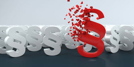 Exploding red paragraph with smal white paragraphs on the table. 3d illustration.
