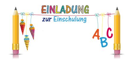 German text "Einladung zur Einschlung", translate "Invitation to School Enrollment". Eps 10 vector file.のイラスト素材