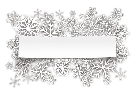 White snowflakes with paper stick on the white background. Eps 10 vector file.のイラスト素材
