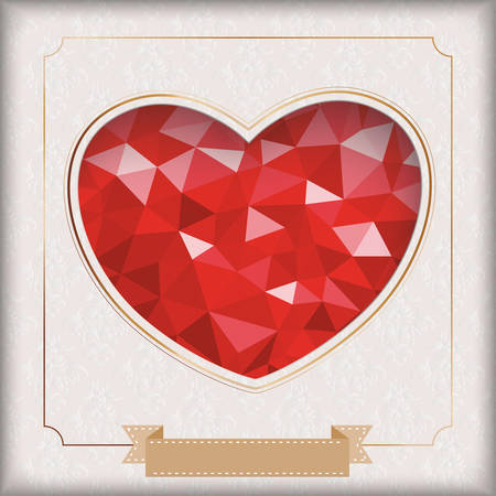 Vintage cover with noble ornaments, golden ribbon, frame and heart hole. Eps 10 vector file.のイラスト素材