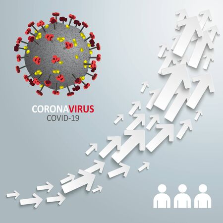 Infographic with arrows on the gray background about a corona virus pandemic. vector file.のイラスト素材