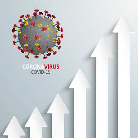 Infographic with arrows on the gray background about a corona virus pandemic. vector file.のイラスト素材