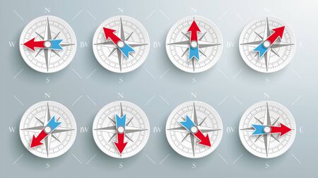 Compass set with all directions arrows on the gray background. vector file.のイラスト素材