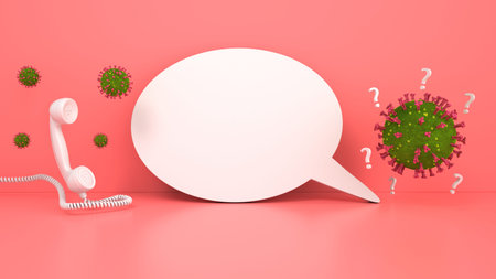 Answers to questions about the virus. 3d illustration.