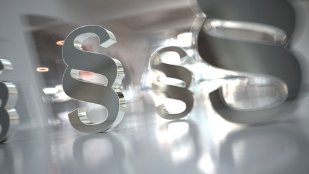 Silver paragraphs in the modern office. 3d illustration.
