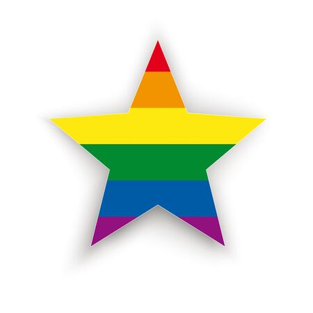 Rainbow colored star with shadows on the white.  vector file.のイラスト素材