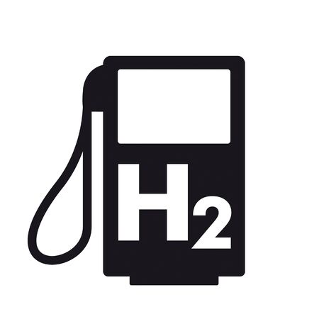 Black H2 gas pump icon on the white background. vector file.のイラスト素材