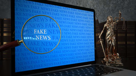 Legal consequences for the dissemination of fake news. 3d illustration.の写真素材