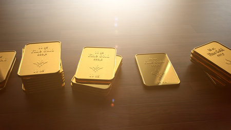 A 1Oz gold bars of a bank.3d illustration.