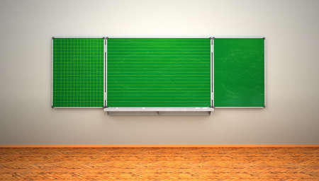 Green chalk board in the grade school. 3d illustration.の写真素材