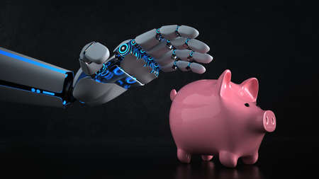 The AI helps with the investment of money. 3d illustration.の写真素材