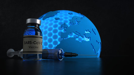Sars-Cov-2 Vaccine for the world. 3d illustration.