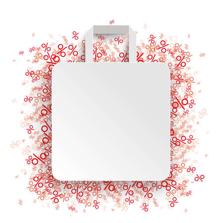 White paper shopping bag  the red percents on the white background.   vector file.のイラスト素材