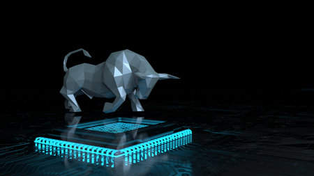 High growth rates with technology stocks. 3d illustration.