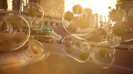 Severe course of the coronavirus pandemic in the USA.の写真素材