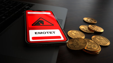 After infection by the extortion malware, payment of the ransom with Bitcoin. 3d illustration.の写真素材