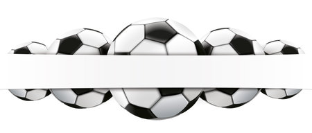 Paper banner with classic footballs on the white. Eps 10 vector file.のイラスト素材