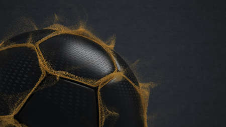 Black football on the dark background. 3d illustration.の写真素材