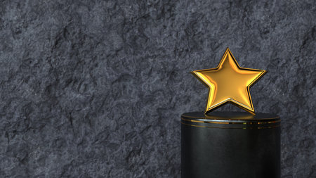Golden rating stars on the grunge background. 3d illustration.