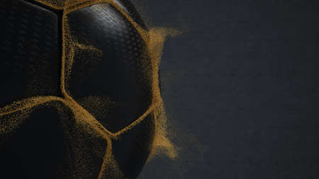 Black football on the dark background. 3d illustration.の写真素材