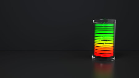 Battery with charge bar. 3d illustration.