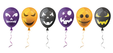 Halloween balloons horror faces on the white background.のイラスト素材