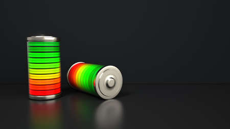 Battery with charge bar. 3d illustration.の写真素材
