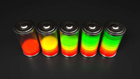 Battery with charge bar. 3d illustration.の写真素材