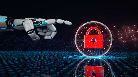 Artificial intelligence provides network security. 3d illustration.の写真素材
