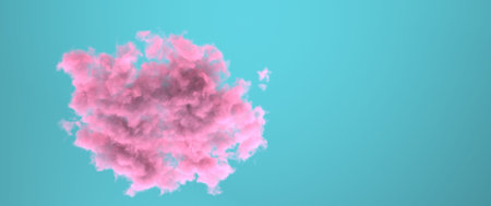Pink cloud on a cyan background. 3d illustration.の写真素材