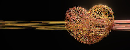 A heart made of strings. 3d illustration.の写真素材