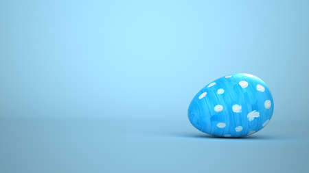 Blue easter egg on the blue background. 3d illustration.の写真素材