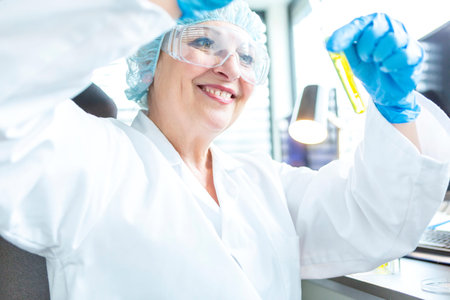 A scientist takes a urine test.