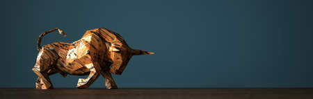 The wooden statue of a bull. 3d illustration.の写真素材