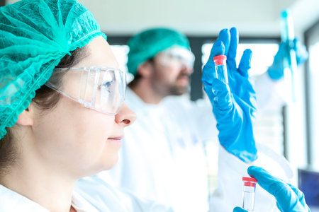 Scientists working in a modern lab.の写真素材
