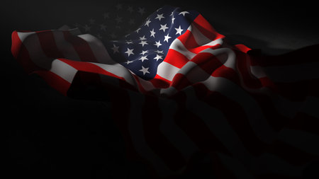 USA flag on the concrete background.