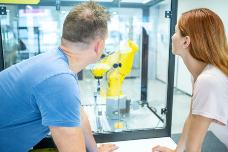 A training of the employees for the work with the indsutrier robots.