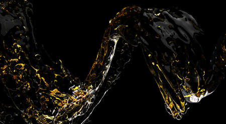 Synthetic gasoline flowing on the dark background. 3d illustration.の写真素材