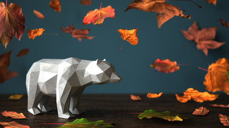 Bearish stock market in autumn. 3d illustration.