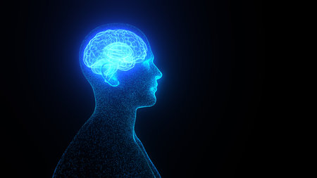 Digital person as AI on a black background.. 3d illustration.