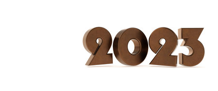 Text 2023 on the white background. 3d illustration.