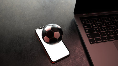 Football on a smartphone. 3d illustration.の写真素材