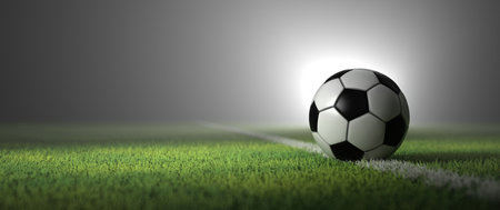 Classic football on the ground. 3d illustration.の写真素材