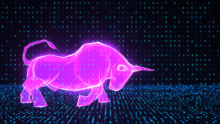 Bullish market for digital worlds companies. 3d illustration.の写真素材