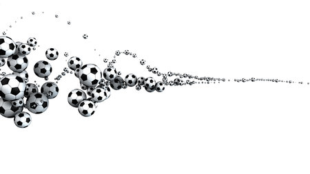 White footballs on the white background. 3d illustration.の写真素材