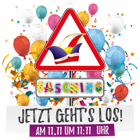 German text Jetzt Gehts Los, translate Here We Go. Eps 10 vector file.のイラスト素材