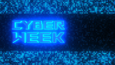 Cyber week background with data matrix. 3d illustration.の写真素材