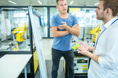 Engineers in the development of the industrial robots.
